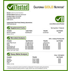 California Gold Nutrition Berberine Advanced iTested 시험성적 공식 이미지