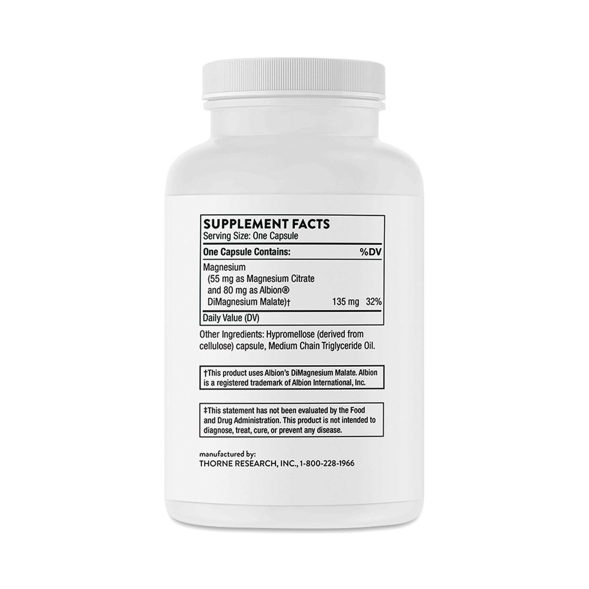 쏜 마그네슘 시트라메이트 1캡슐 135mg Supplement Facts 이미지